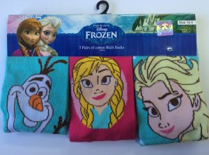 Disney Frozen Kids Socks 3 Pack - Blue & Pink