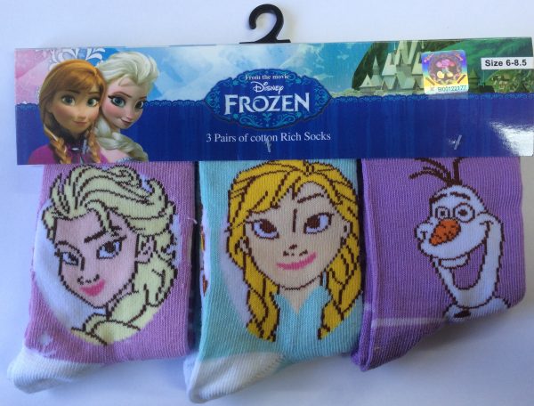 Disney Frozen Kids Socks 3 Pack - Blue & Purple