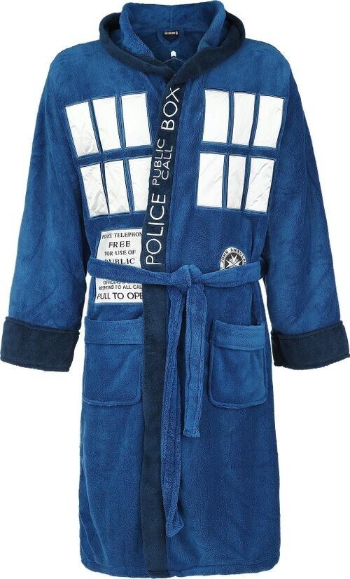 Doctor Who Tardis design blue dressing gown front view