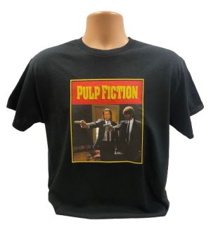 New pulp fiction t-shirts featuring John Travolta and Samuel L. Jackson.