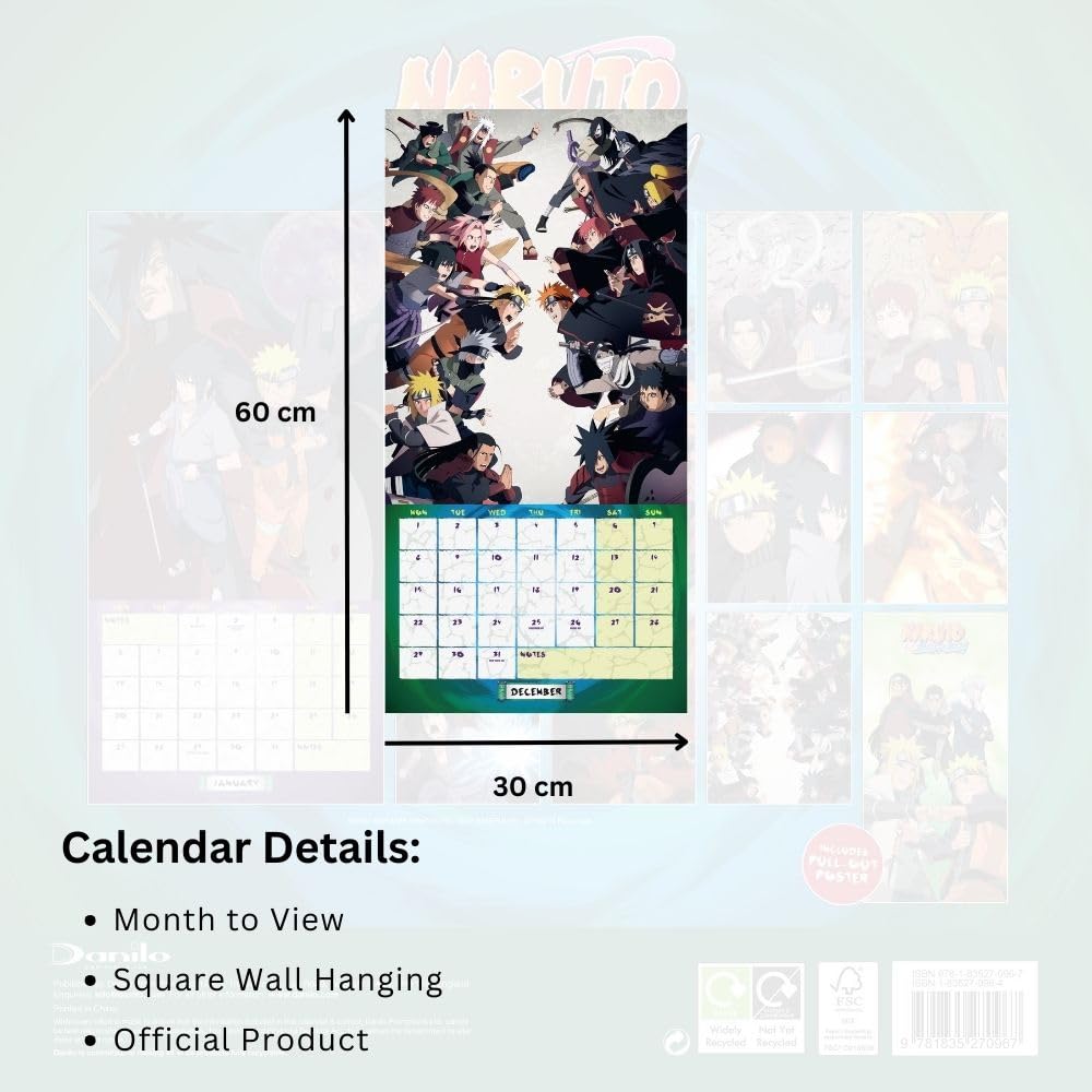 Naruto Shippuden Official 2025 wall calendar Get Retro