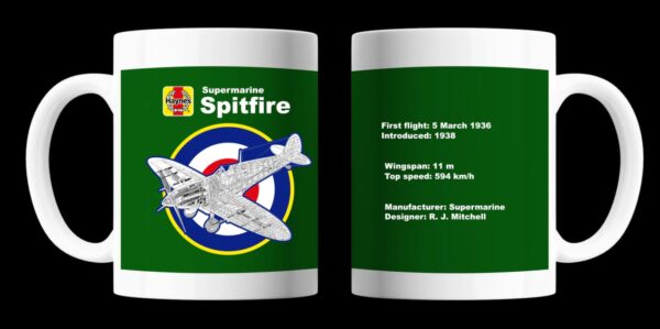 Official Supermarine Spitfire Haynes Manual Mug front and rear view