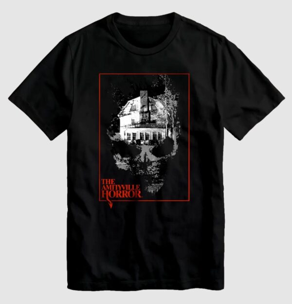 Amityville Horror Skull House Black T-Shirt