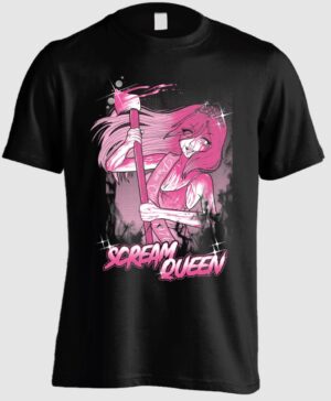Pinku Scream Queen Unisex Black T-Shirt