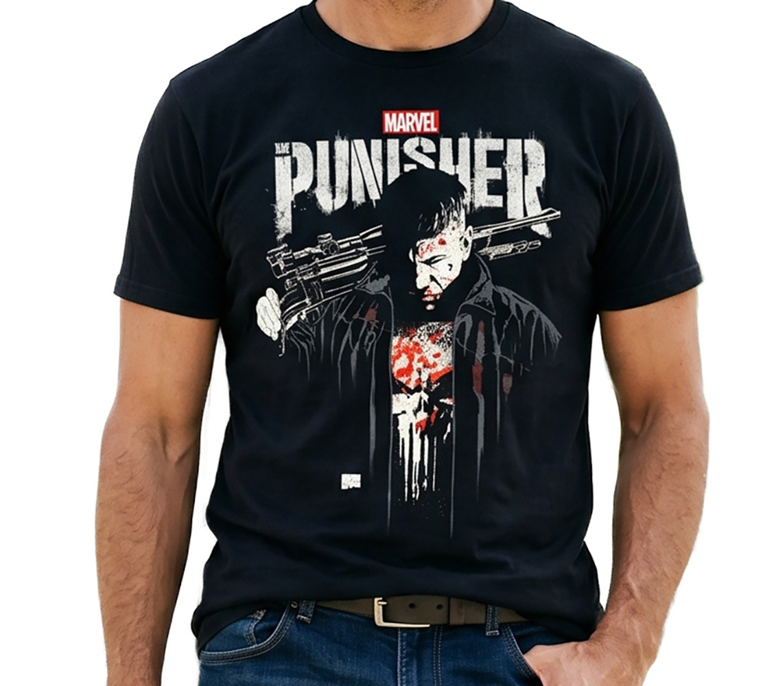 Official Marvel The Punisher Black T-Shirt