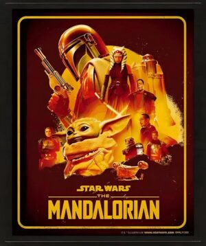 Star Wars The Mandalorian 3D Montage Print Framed