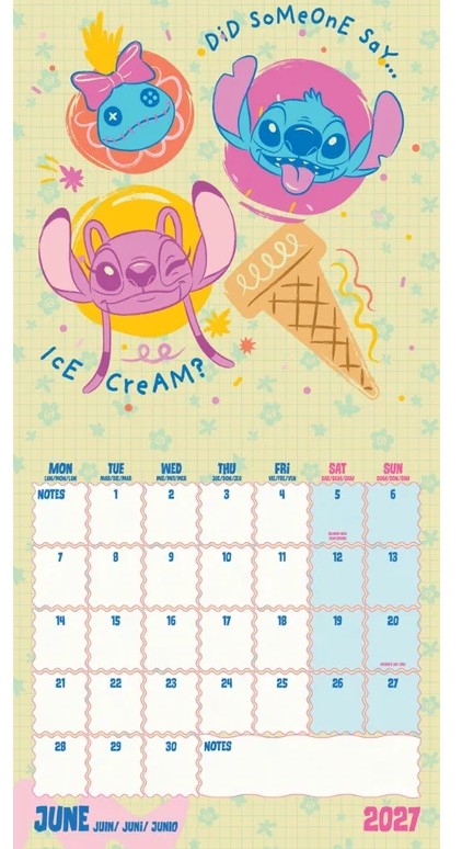 Disney Stitch Official 2027 Multi-language Square Wall Calendar - Image 3