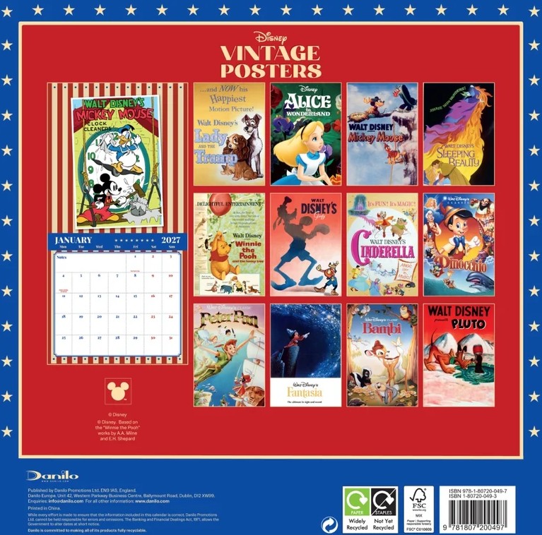 Disney Vintage Posters Official 2027 Square Wall Calendar - Image 2