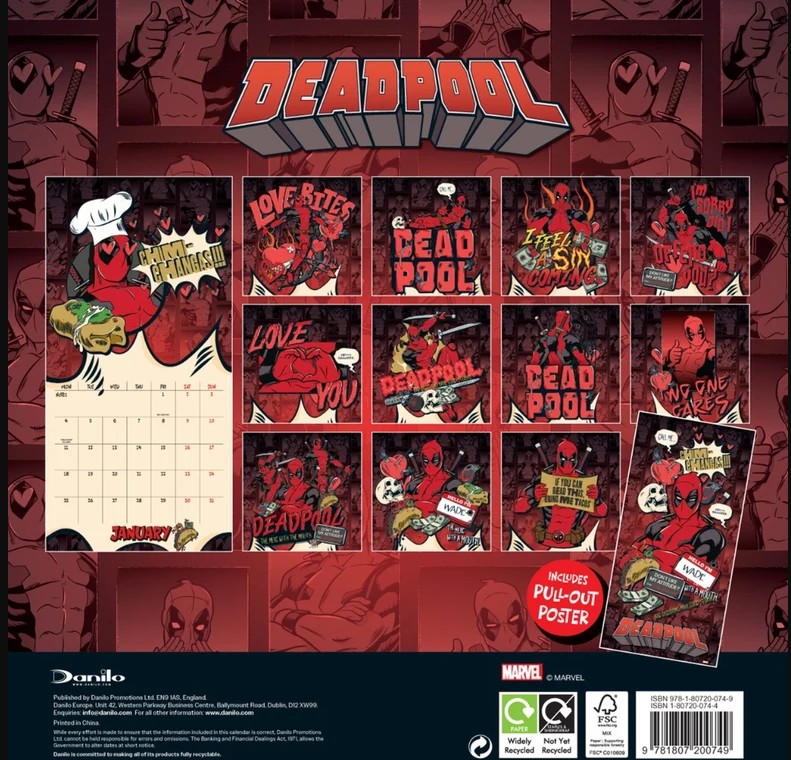Marvel Deadpool Official 2027 Square Wall Calendar - Image 2