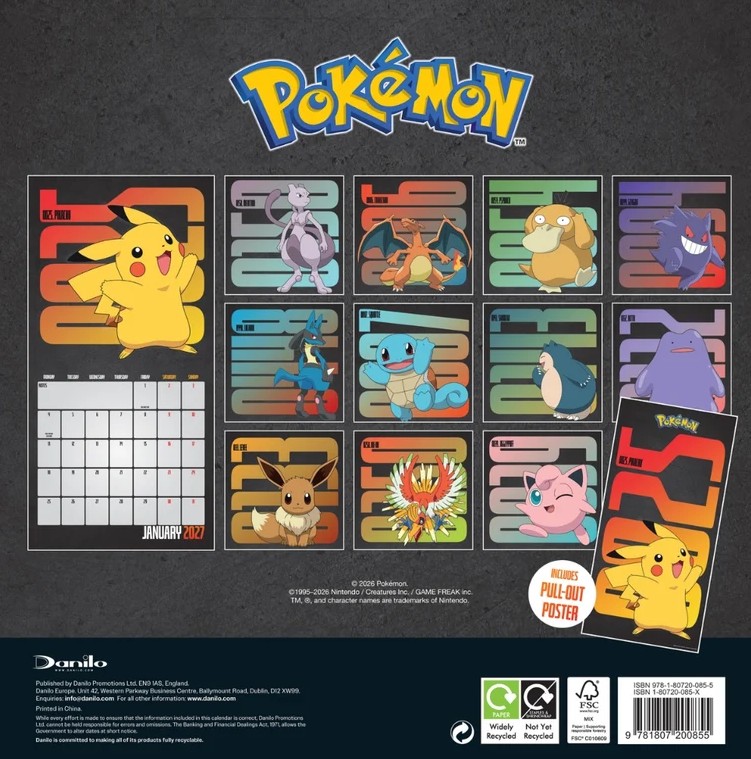 Pokémon 2027 Official 2027 Square Wall Calendar - Image 3