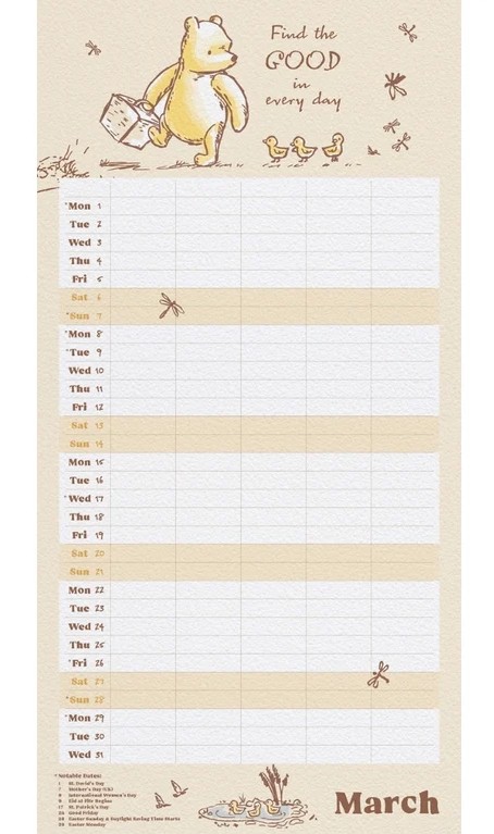 Winnie The Pooh Official Family Organiser 2027 Square Wall Calendar - Image 3