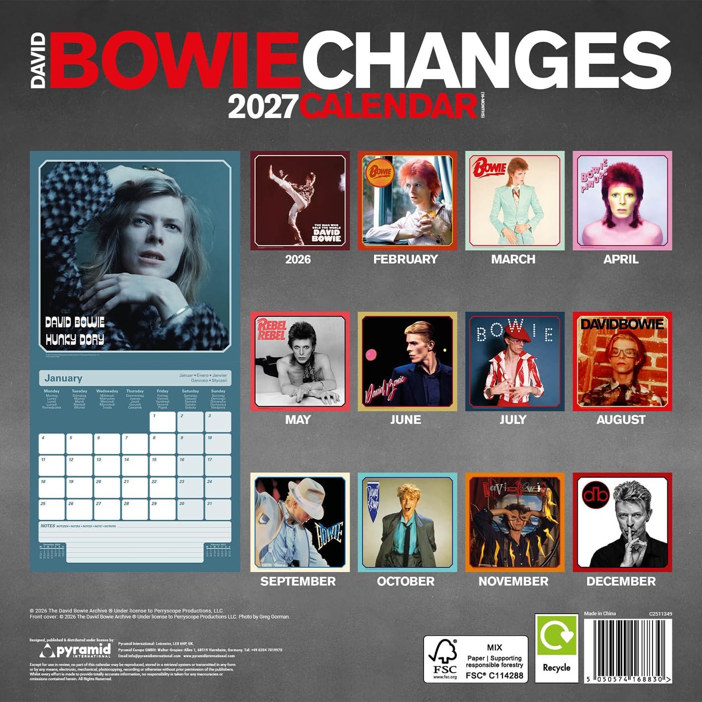 David Bowie (Changes) 2027 Square Wall Calendar (NOD) - Image 3