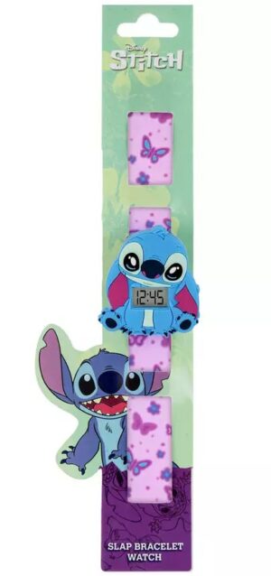 Disney Stitch Kids Pink Butterfly Slap Watch