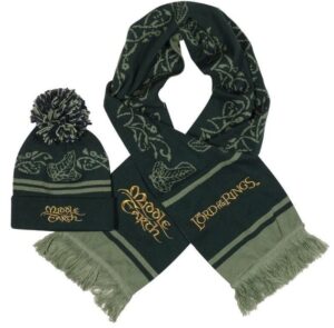 The Lord of The Rings MIddle Earth Beanie Pom and Scarf Set