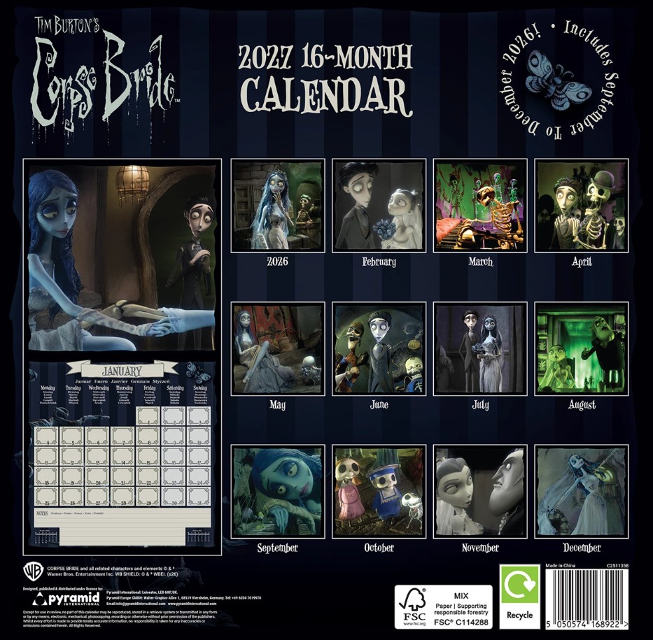 Tim Burton's Corpse Bride Official 2027 Square Wall Calendar (NOD) - Image 3